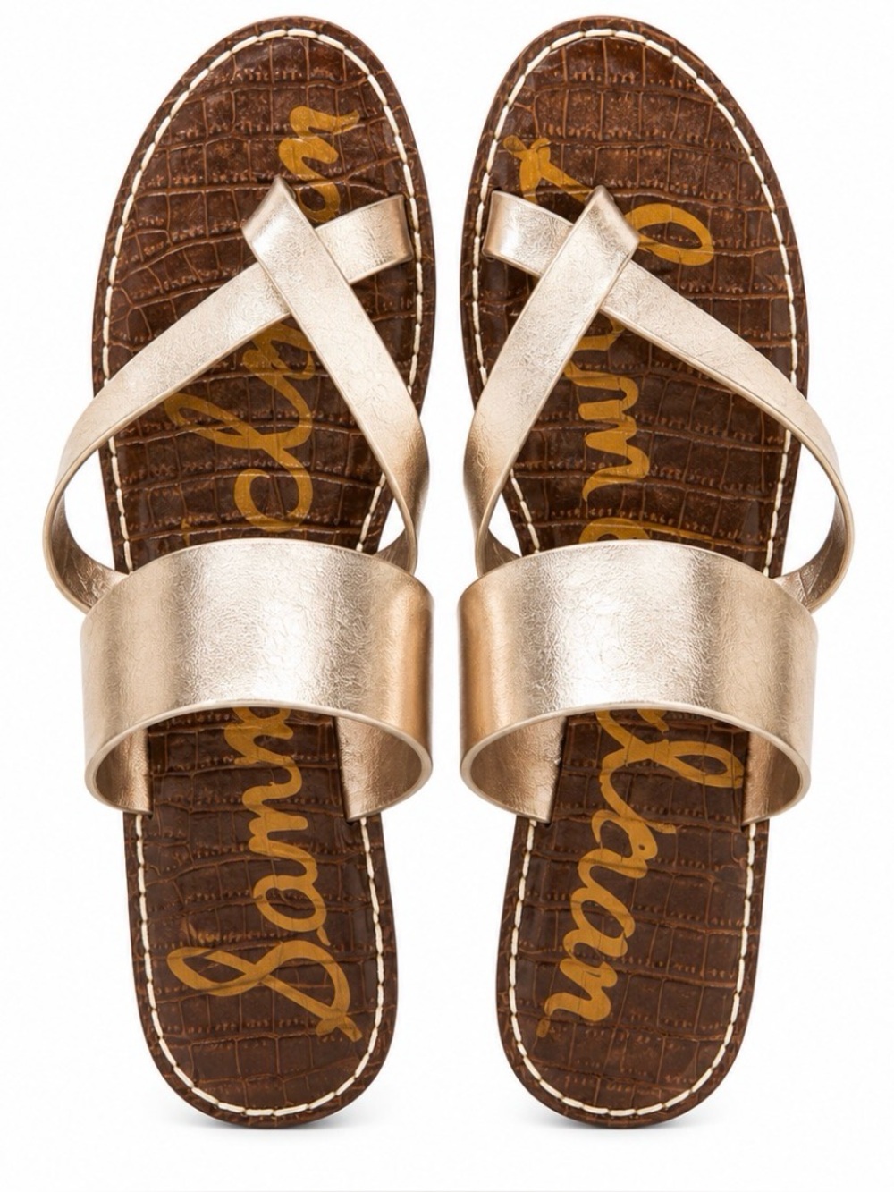 SAM EDELMAN Gold Women’s Wedge Sandals - Picture 1 of 3
